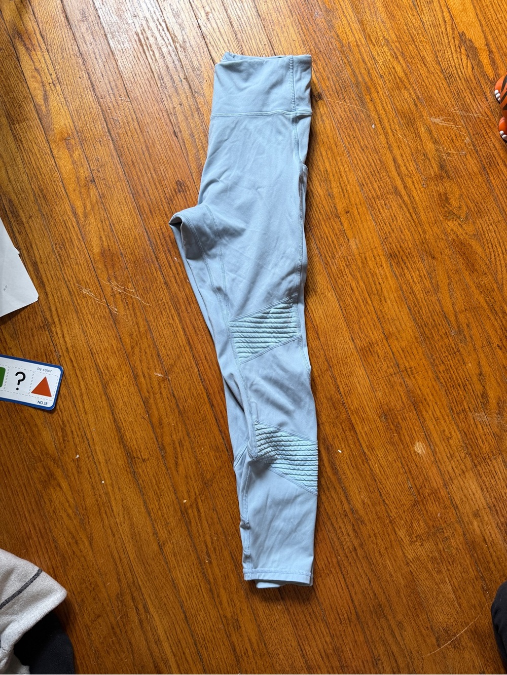 Fabletics Light Blue Kids Leggings with Ribbed Knee Panels